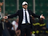 Giuseppe Iachini head coach of Palermo gestures during the Serie A match between US Citta di Palermo and SS Lazio at Stadio Renzo Barbera on September 29, 2014