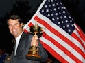 USA team captain Paul Azinger celebrates with the Ryder Cup after his team's 16.5-11.5 victory on the final day of the 2008 Ryder Cup at Valhalla Golf Club on September 21, 2008
