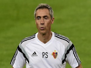 Basel's Portuguese coach Paulo Sousa takes part in a training session at the Santiago Bernabeu stadium in Madrid on September 15, 2014