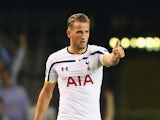 Harry Kane of Spurs gives the thumbs up after scoring the opening goal during the UEFA Europa League Group C match between Tottenham Hotspur FC and Besiktas JK at White Hart Lane on October 2, 2014