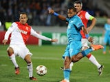 Zenit St Petersburg's Jose Rondon vies with Monaco's Ricardo Carvalho during their UEFA Champions league group C football match in Saint Petersburg on October 1, 2014