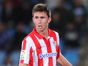 Aymeric Laporte of Athletic Club in action during the start of the La Liga match between Getafe CF and Athletic Club at Coliseum Alfonso Perez stadium on October 28, 2013