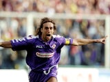 Gabriel Batistuta of Fiorentina celebrates during the Serie A match against Empoli at the Stadio Communale in Florence on 12 September, 1998