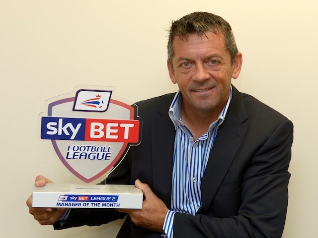 Southend United boss Phil Brown with his Manager of the Month award on October 9, 2014