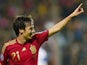 Spain's David Silva celebrates after scoring during the Group C Euro 2016 qualifying football match Luxembourg vs Spain at the Josy Barthel stadium in Luxembourg, on October 12, 2014.