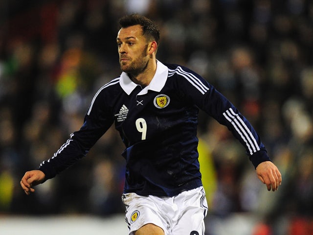 Scotland player Steven Fletcher in action during the International Friendly match between Scotland and Estonia at Pittodrie Stadium on February 6, 2013