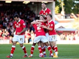 Wes Burns of Bristol City celebrates after scoring the winning goal of the game during the Sky Bet League One match Chesterfield on October 11, 2014