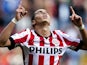 PSV Eindhoven player Adam Maher celebrates 2-0 against Vitesse Arnhem during the league football match in Eindhoven on August 31, 2014