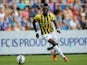 Bertrand Traore of Vitesse in action during the pre season friendly match between Vitesse Arnhem and Chelsea at the Gelredome Stadium on July 30, 2014