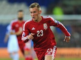 Wales player George Williams in action during the EURO 2016 Qualifier match between Wales and Cyprus at Cardiff City Stadium on October 13, 2014