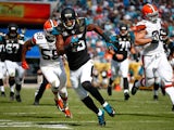 Allen Robinson #15 of the Jacksonville Jaguars runs for a touchdown during the game against the Cleveland Browns at EverBank Field on October 19, 2014