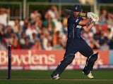 Mark Pettini of Essex Eagles hits the ball towarfds the boundary during the Natwest T20 Blast Quarter Final match between Essex Eagles and Birmingham Bears at Ford County Ground on August 2, 2014