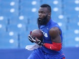 Mike Williams #19 of the Buffalo Bills warms up before the game against the San Diego Chargers at Ralph Wilson Stadium on September 21, 2014