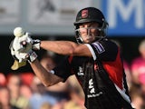 Ned Eckersley of Leicestershire plays a shot during the Natwest T20 Blast match between Leicestershire Foxes and Durham Jets at Grace Road on July 18, 2014