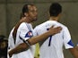 Israel's forward Omer Damari (L) celebrates with teammates after scoring a goal during the Euro 2016 group D qualifying football match between Andorra on October 13, 2014