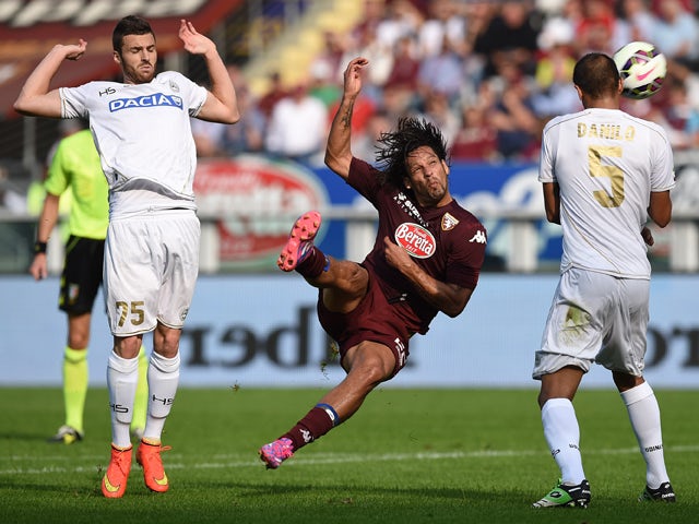 Amauri of Torino FC in action during the Serie A match between Torino FC and Udinese Calcio at Stadio Olimpico di Torino on October 19, 2014