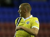 Andy Wilkinson of Millwall during the Sky Bet Championship match between Wigan Athletic and Millwall at DW Stadium on October 21, 2014