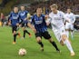 Club Brugge's Andres Francisco Silva vies for the ball with Copenhagen's Nicolai Jorgensen during the UEFA Europe League Group B football match Club Brugge vs Copenhagen on October 23, 2014