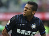 Fredy Guarin of FC Internazionale Milano celebrates his goal during the Serie A match between FC Internazionale Milano and US Sassuolo Calcio at Stadio Giuseppe Meazza on September 14, 2014