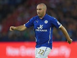 Gary Taylor-Fletcher of Leicester in action during the Capital One Cup second round match between Leicester City and Shrewsbury Town at The King Power Stadium on August 26, 2014
