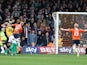 Luke Guttridge of Luton Town scores his sides goal during the Sky Bet League Two match between Luton Town and Northampton Town at Kenilworth Road on October 25, 2014