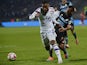 Marseille's Togolese midfielder Jacques-Alaixys Romao vies with Lyon's French forward Alexandre Lacazette during the French L1 football match Olympique Lyonnais (OL) vs Marseille (OM) on October 26, 2014