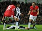 Manchester United's Dutch midfielder Daley Blind celebrates scoring their second goal during the English Premier League football match between West Bromwich Albion and Manchester United at The Hawthorns in West Bromwich, central England on October 20, 201