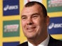 New Australian Wallabies rugby union coach Michael Cheika smiles as he speaks to the media during a press conference in Sydney on October 22, 2014