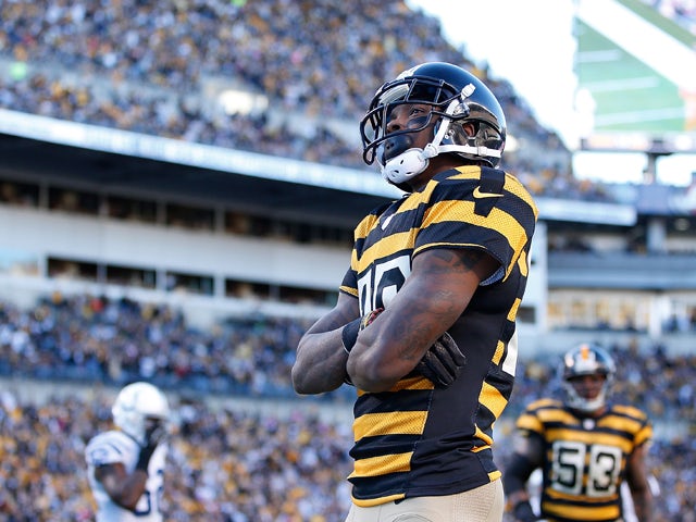 Martavis Bryant #10 of the Pittsburgh Steelers celebrates his second quarter touchdown against the Indianapolis Colts at Heinz Field on October 26, 2014