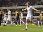 Tottenham Hotspur's English striker Harry Kane celebrates scoring his second and his team's fourth goal during the UEFA Europa League group C football match between Tottenham Hotspur and Asteras Tripolis at White Hart Lane in north London, on October 23, 