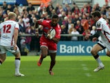 Toulon's English wing Delon Armitage runs with the ball during the European Rugby Champions Cup match between Ulster and Toulon at Kingspan Stadium in Belfast, Northern Ireland, on October 25, 2014