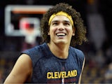 Anderson Varejao #17 of the Cleveland Cavaliers warms up before a game against the New York Knicks at Quicken Loans Arena on October 30, 2014