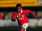 Bobby Reid of Bristol City in action during the Pre-Season Friendly match between Weston-super-Mare AFC and Bristol City at Woodspring Stadium on July 9, 2014