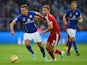 Daniel Drinkwater of Leicester City holds off a challenge from James Morrison of West Brom during the Barclays Premier League match on November 1, 2014