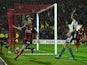 Bournemouth player Eunan O' Kane celebrates after opening the scoring during the Capital One Cup Fourth Round match against West Brom on October 28, 2014