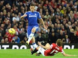 Nemanja Matic takes the ball from Daley Blind as Chelsea take on Manchester United on October 26, 2014