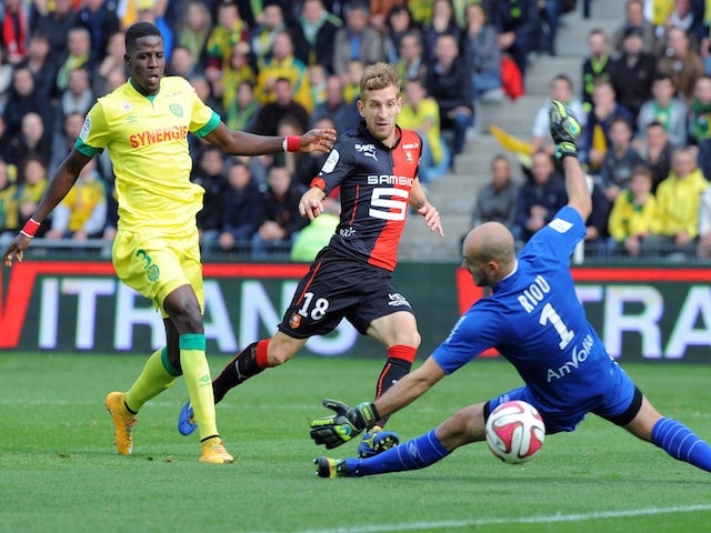 Pedro Enrique © scores during the French L1 football match between Nantes and Rennes on November 2, 2014