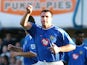 Portsmouth's David Unsworth celebrates after scoring from the Penalty spot against Manchester United, 30 October 2004
