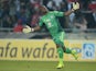 Senzo Meyiwa of Pirates celebrates the second goal during the MTN 8 quarter final match between Orlando Pirates and SuperSport United at Orlando Stadium on August 02, 2014