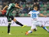 Sergio Floccari of Sassuolo scores the goal 2-1 during the Serie A match between US Sassuolo Calcio and Empoli FC at Mapei Stadium on October 28, 2014
