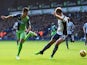 Ayoze Perez of Newcastle United (R) beats Craig Dawson of West Bromwich Albion to score their first goal during the Barclays Premier League match on November 9, 2014