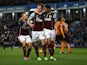Ashley Barnes of Burnley celebrates scoring the opening goal with team mates during the Barclays Premier League match between Burnley and Hull City at Turf Moor on November 8, 2014