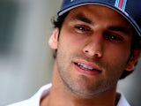 Felipe Nasr of Williams speaks with members of the media during previews ahead of the Brazilian Formula One Grand Prix at Autodromo Jose Carlos Pace on November 6, 2014