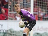 Joe Lumley of Accrington Stanley in action during the Sky Bet League Two match between Northampton Town and Accrington Stanley at Sixfields Stadium on September 20, 2014
