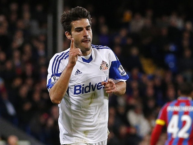 Sunderland's Spanish midfielder Jordi Gomez celebrates after scoring his team's second goal during their English Premier League football match against Crystal Palace on November 3, 2014
