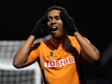 Keanu Marsh-Brown of Barnet reacts during the Skrill Conference Premier League match between Barnet and Grimsby Town at The Hive Stadium on February 18, 2014
