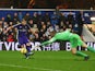 Sergio Aguero of Manchester City beats goalkeeper Robert Green of QPR to score their second goal during the Barclays Premier League match between Queens Park Rangers and Manchester City at Loftus Road on November 8, 2014 