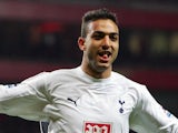 Tottenham Hotspur's Mido celebrates after heading a late equaliser against Arsenal during the Carling Cup semi-final second leg match at The Emirates Stadium in London 31 January, 2007