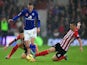 Morgan Schneiderlin of Southampton tackles Jamie Vardy of Leicester City during the Barclays Premier League match on November 8, 2014