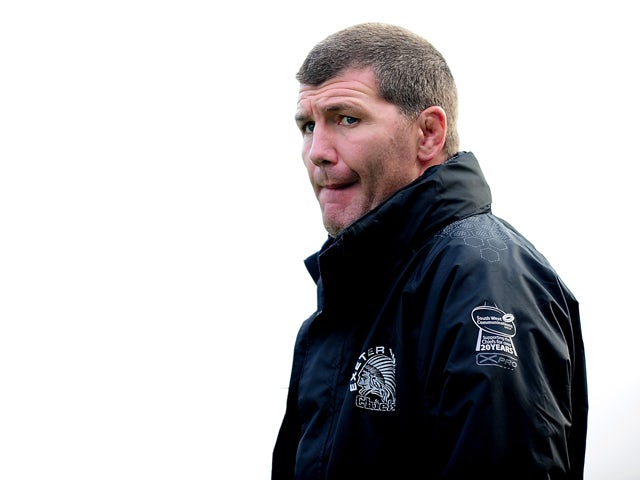 Rob Baxter, Head Coach of Exeter Chiefs looks on ahead of the LV= Cup match between Exeter Chiefs and Gloucester at Sandy Park on November 1, 2014